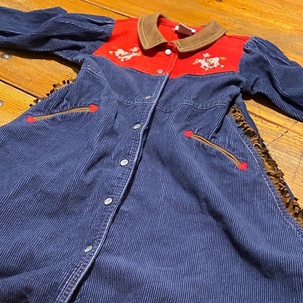 Vintage Style Corduroy Dress with Embroidery